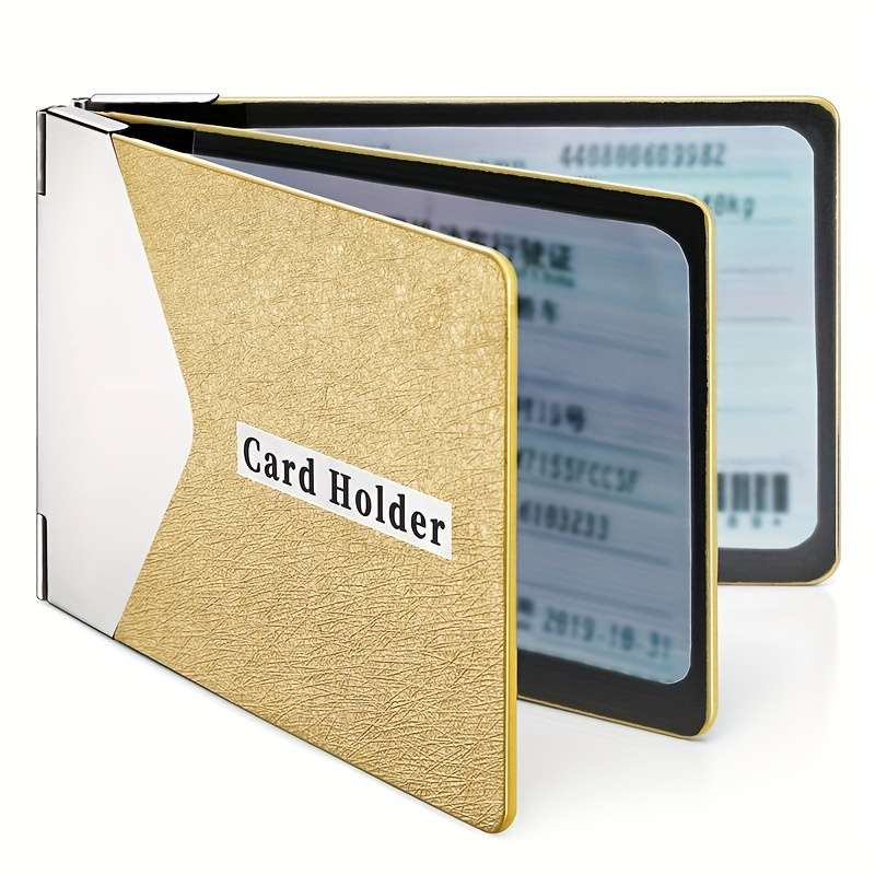 1pc Metal PU Leather Credit Card Holder Ultra-thin Driver's License Case ID Credit Card Holde