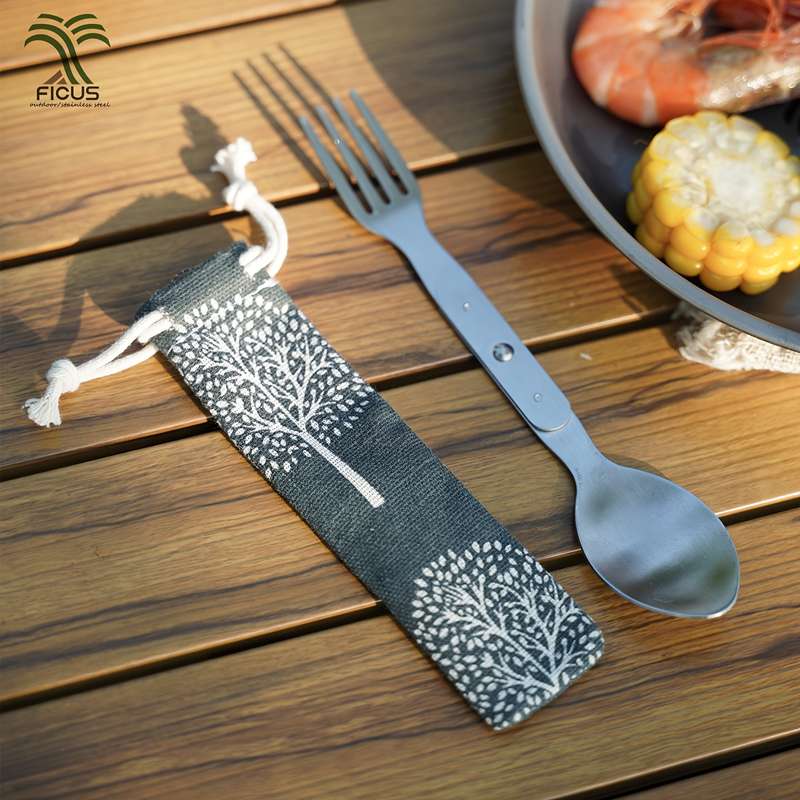 2-in-1 Folding Spork Stainless Steel Spoon Fork for Camping Hiking Backpacking Includes