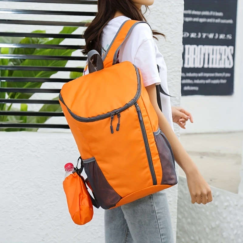 1pc Ultra-Light Foldable Outdoor Backpack Waterproof Nylon Travel Hiking Gear with Multiple Compartm