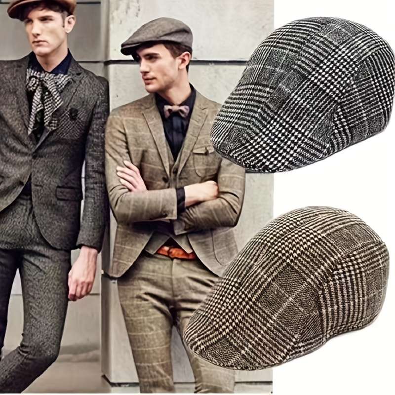1pc Men's British Style Duckbill Cap 65% Polyester Woven Boho Hat