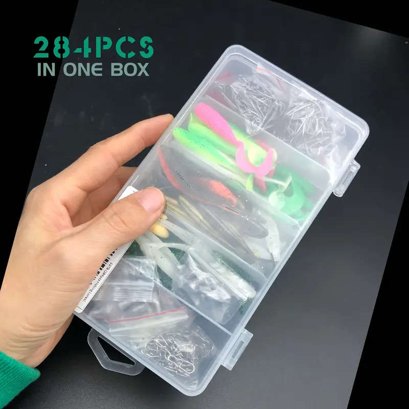 26 107 132 284pcs fishing lures kit tackle box with hard lures spoon lures soft plastic worms swimbaits crankbait jigs hooks for bass trout salmon fishing details 15