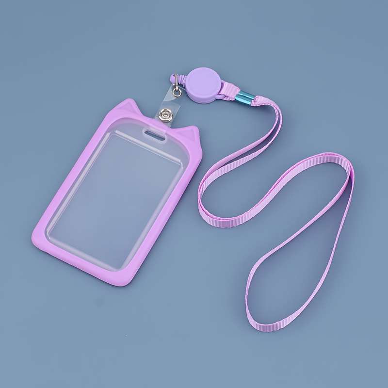 1pc 1 Cat Ear Card Holder Fashion Multi-purpose Student ID Adult Employee Bus Card Work Certificat