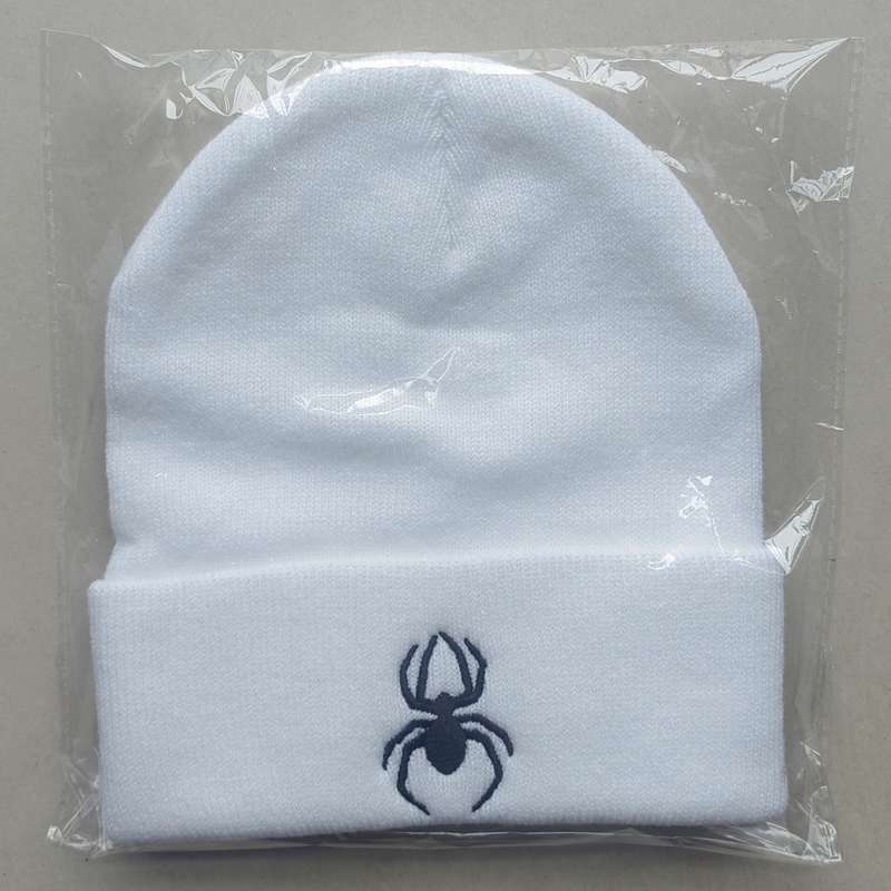 1pc Spider Embroidery Graphic Beanie Solid Color Casual Knit Hats Unisex Cuffed Beanie Hip Hop Skul