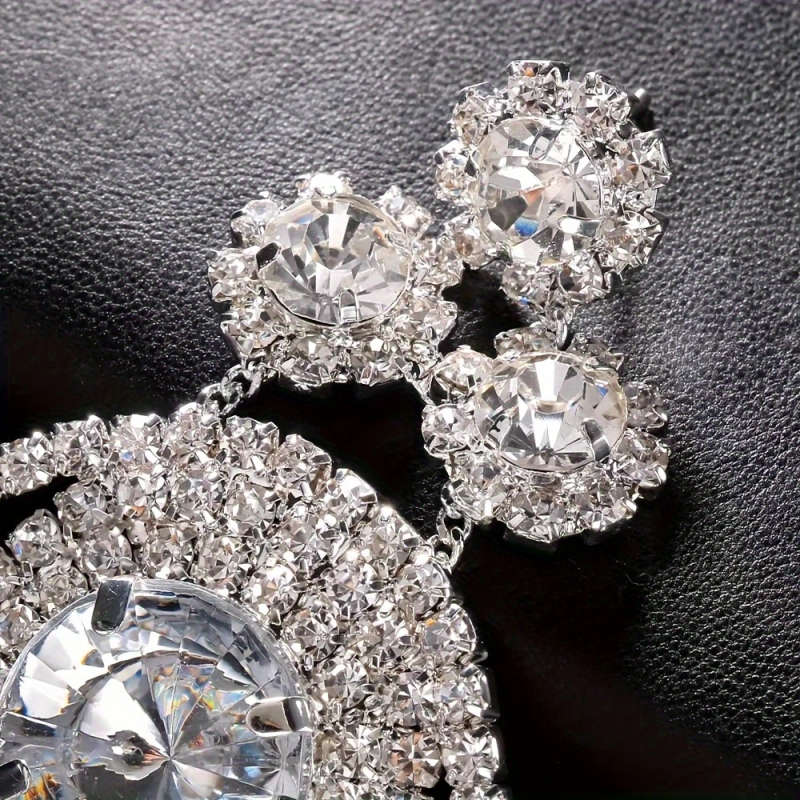 Exaggerated Full-Studded Sparkling Rhinestone Pendant Earrings