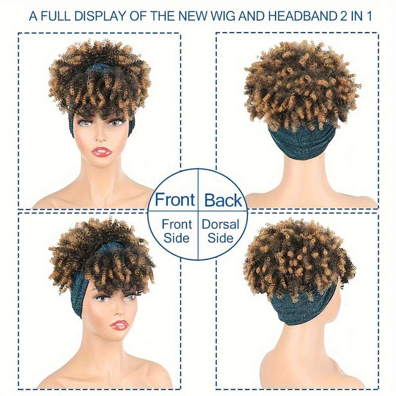 1Pc Black And Yellow Gradient Color 15.24cm Fashion Design Wig