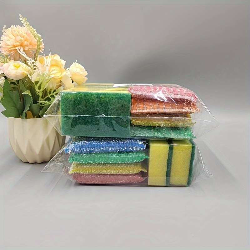 12pcs set Dish Sponge Set Multifunctional Double-Sided Cleaning Sponge Pot Scrubber Scourin