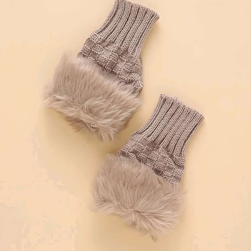 1 Pair Khaki Warm Gloves