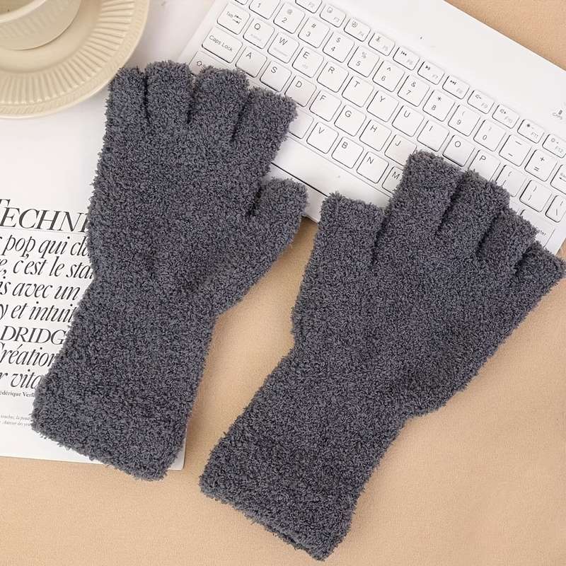 1 Pair Gray Warm Gloves