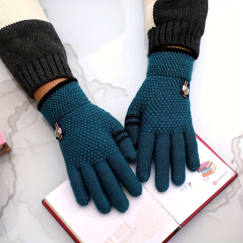 1 Pair Red Size 4 To 8 Years Old Warm Gloves