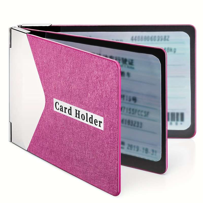 1pc Metal PU Leather Credit Card Holder Ultra-thin Driver's License Case ID Credit Card Holde