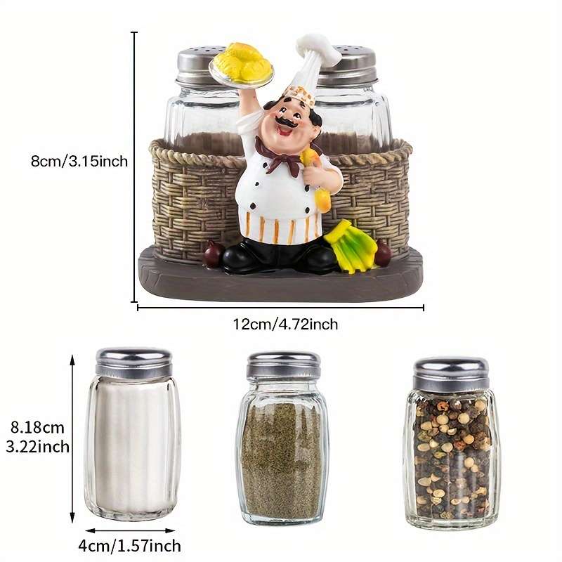 1pc Chef-Themed Glass Salt Pepper Shakers Perfect for Home Kitchen Restaurants Cafes Picni