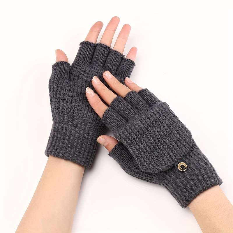 1 Pair Light Grey Warm Gloves