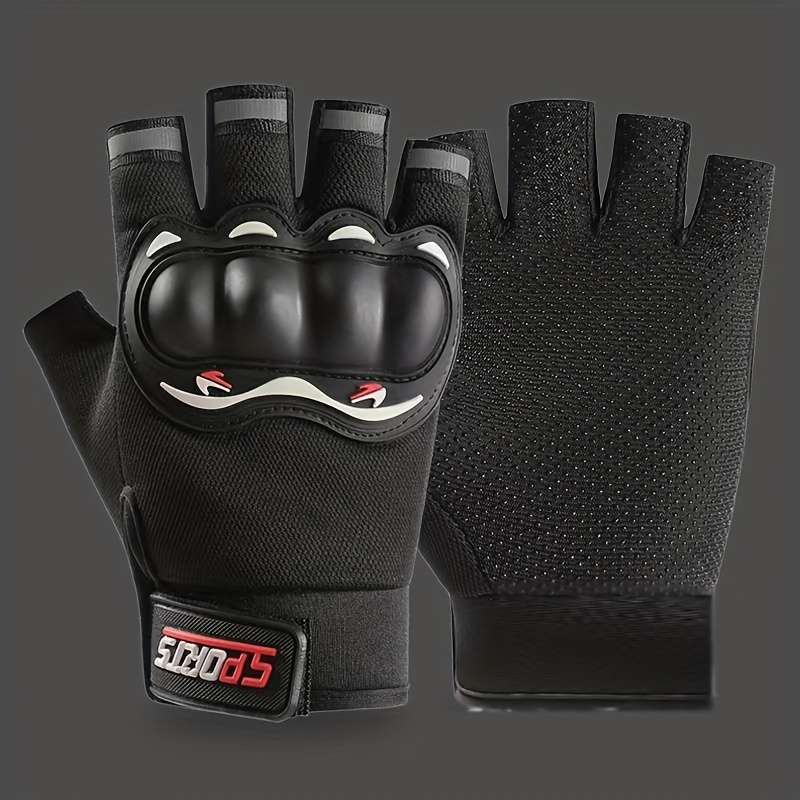 1 Pair Red Items Half Finger Exposed Gloves Outdoor Sports Gloves