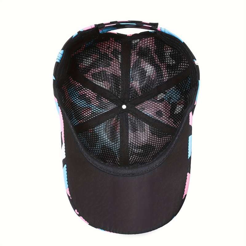 1pc Color Block Graffiti Baseball Cap Trendy Printed Unisex Sports Hat Lightweight Adjustable Dad H