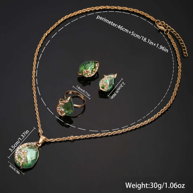 4pcs Set One Leaf Digital Dial Women's Watch Fashionable Quartz Watch Jewelry Four-piece Set