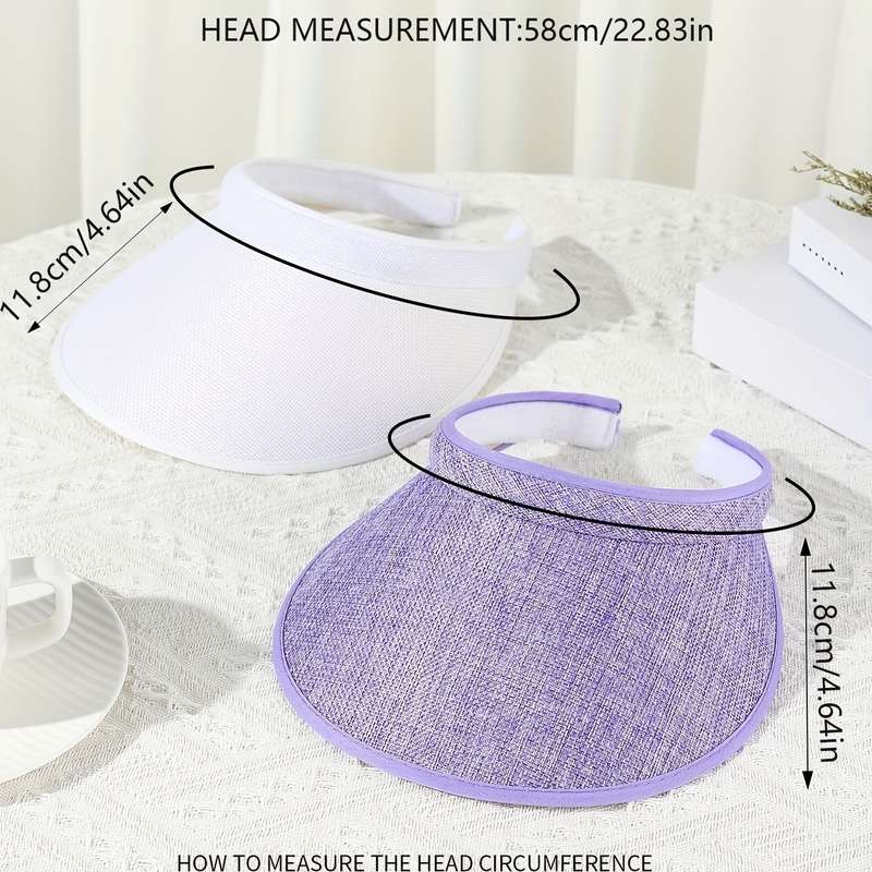 1pc Two Mixed Color Sets Unisex Combination Summer And Linen Sun Hats Hollow Top Hats Large Brim Be