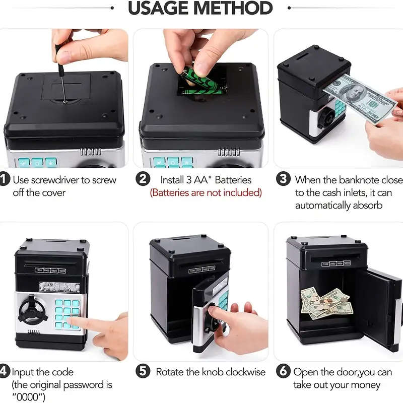 Electronic Coin Bank with Password Protection ABS Material ATM Savings Jar