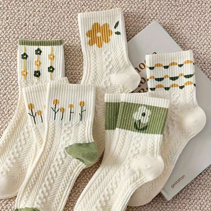 5 Pairs Mixed Color One Size High Elastic Socks