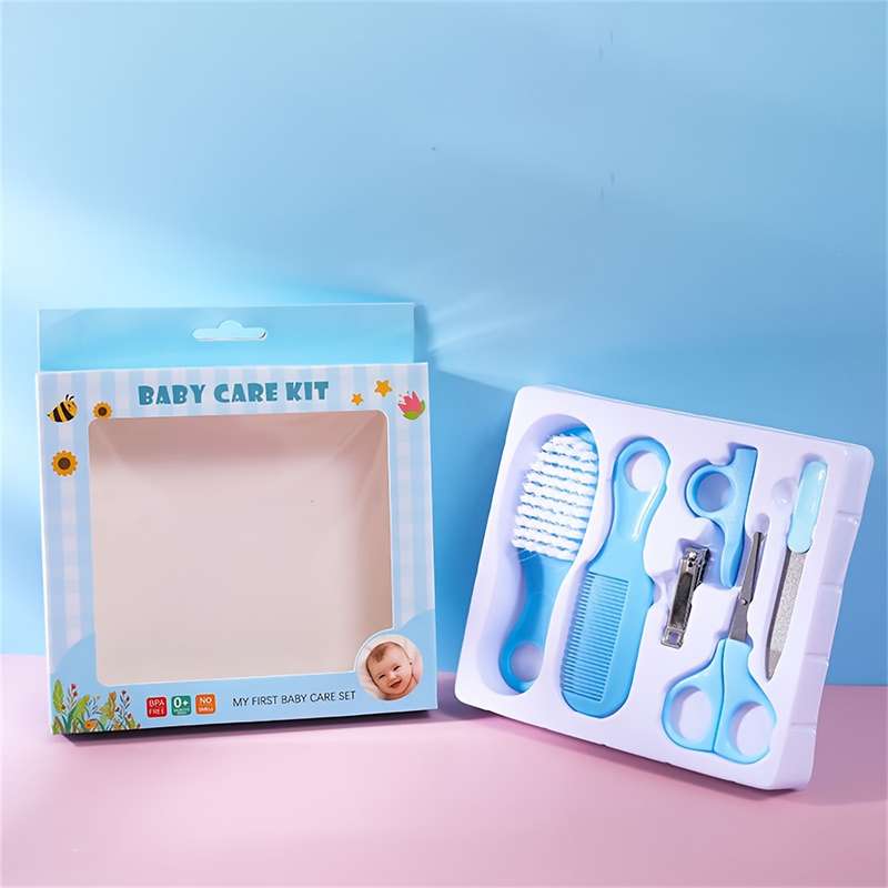 6pcs/set Comb Brush Nail Clipper Scissors Set Manicure Pedicure Tool Set