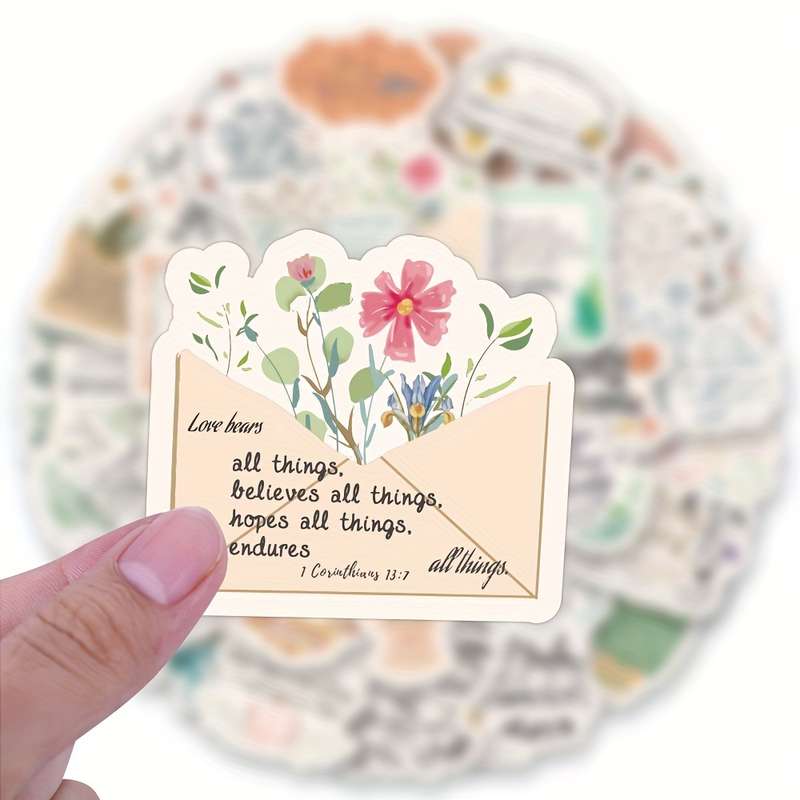 50pcs Bible Verses Stickers Jesus Christian Themed Stickers