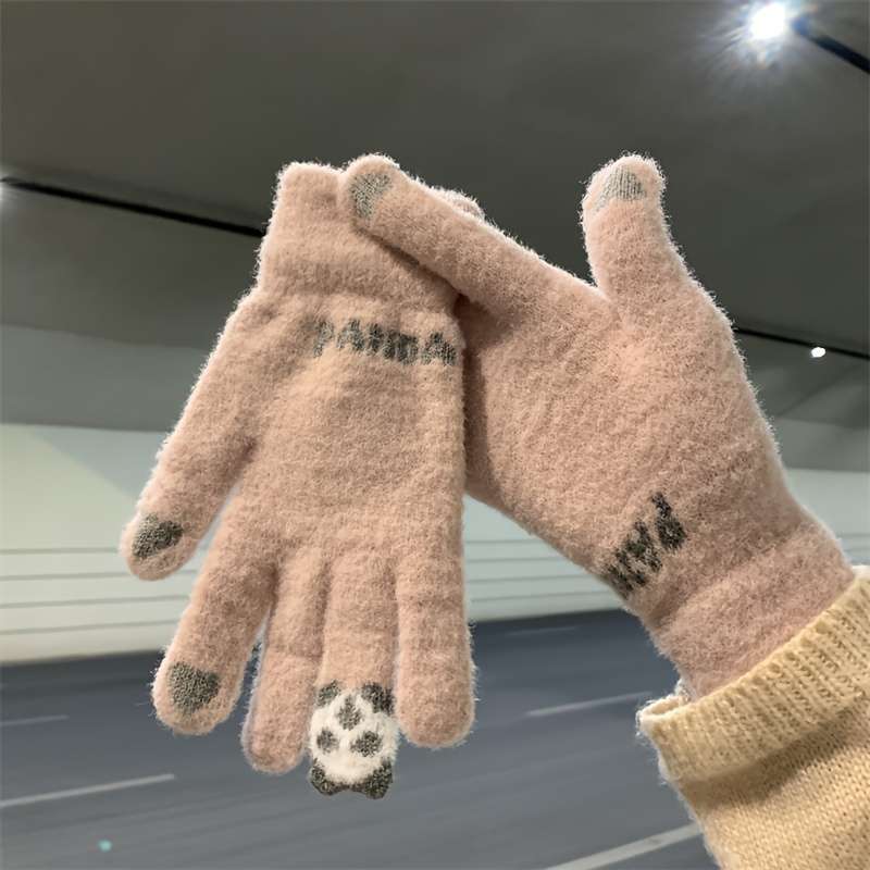 1 Pair Gray Blue One Size Warm Gloves