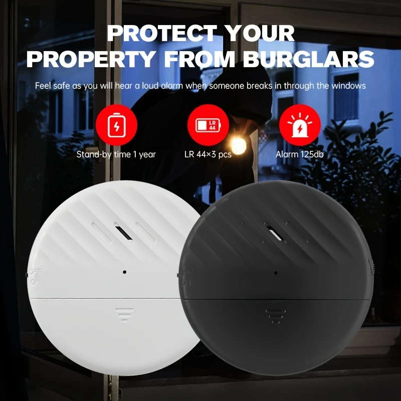 1Pc Vibration Alarm Sensor 125Db Glass Breakage Anti Theft Security Easy Installation Earthquake War