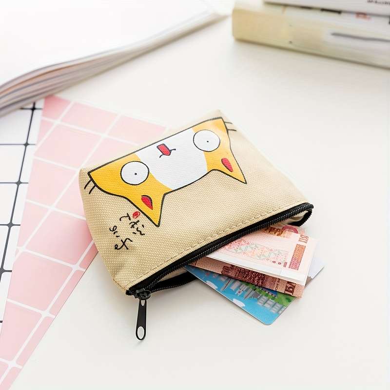1pc Adorable Cartoon Cat Wallet Small Girl Storage Bag Coin Purse Portable Creative Handheld Key Ho