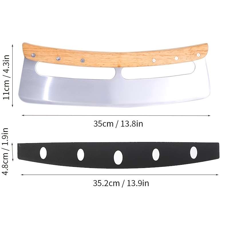 1pc 14-Inch Stainless Steel Pizza Cutter with Wooden Handle and Protective Sheath Sharp Kitchen T