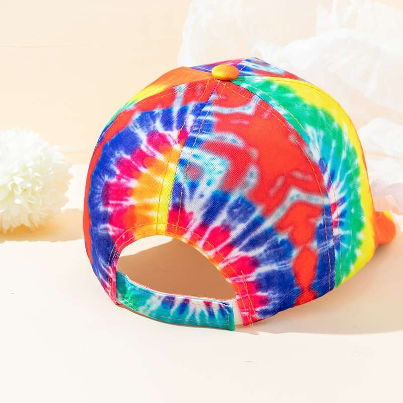 1pc Tie-Dye Baseball Cap Vibrant Multicolor Adjustable Fit Lightweight Polyester Casual Outdo