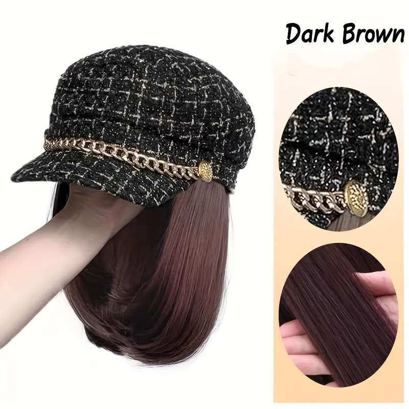 1Pc Dark Brown 25.4cm Fashion Design Wig