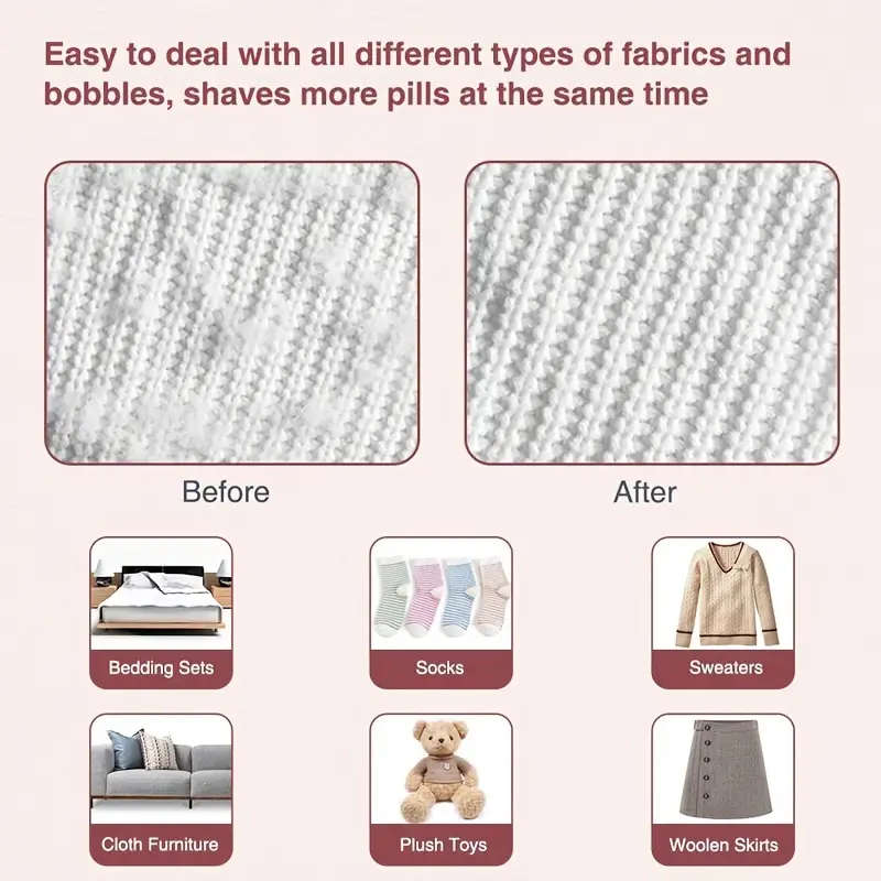 1pc USB Rechargeable Lint Eraser with Cleaning Brush Effective Fabric Shaver for Sweaters Blankets