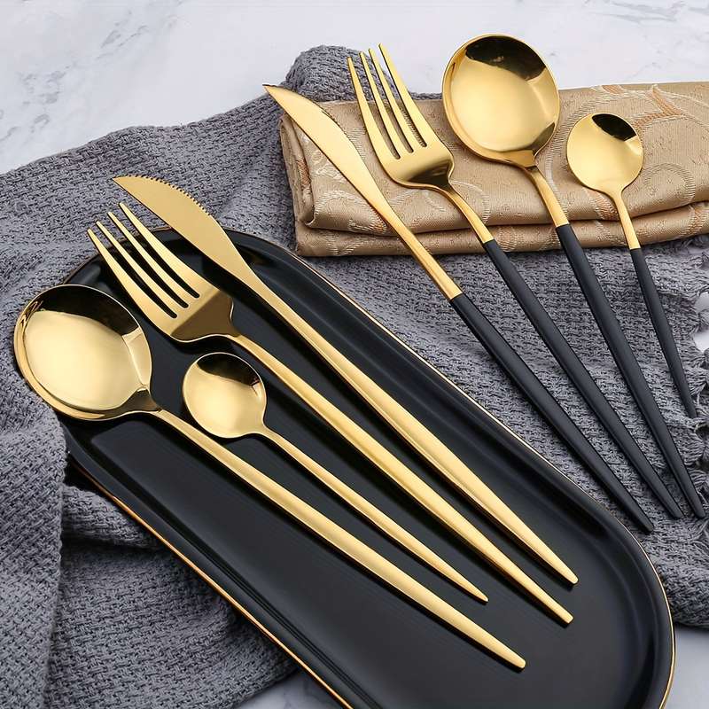 Set Of 16 Stainless Steel Portuguese Tableware Including 4 Sets Of Steak Knives Forks And Sp