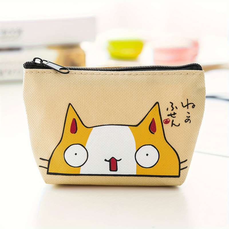 1pc Adorable Cartoon Cat Wallet Small Girl Storage Bag Coin Purse Portable Creative Handheld Key Ho