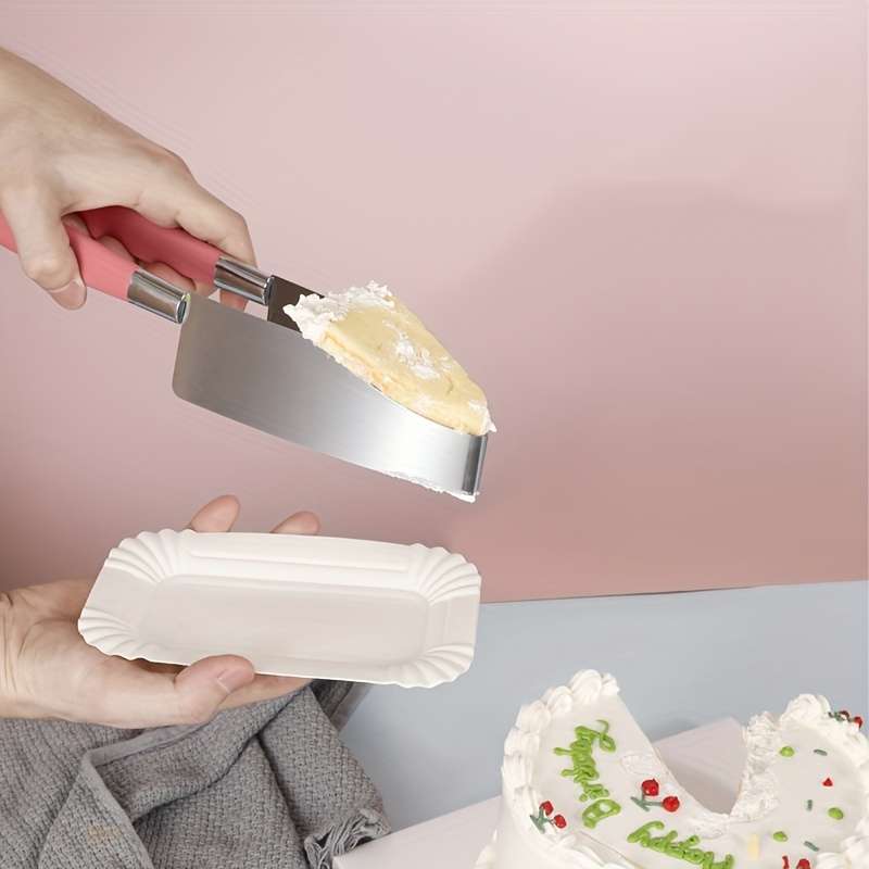 1pc Cake Knife Stainless Steel Cake Slicer Plastic Handle Cake Clip Pastry Dessert Slicer C