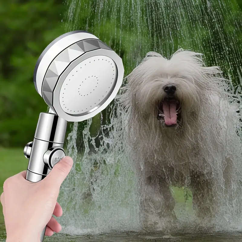Shower Head Water Saving High Pressure Turbo Propeller Flow Showerhead With Fan Built-in Filter Rain