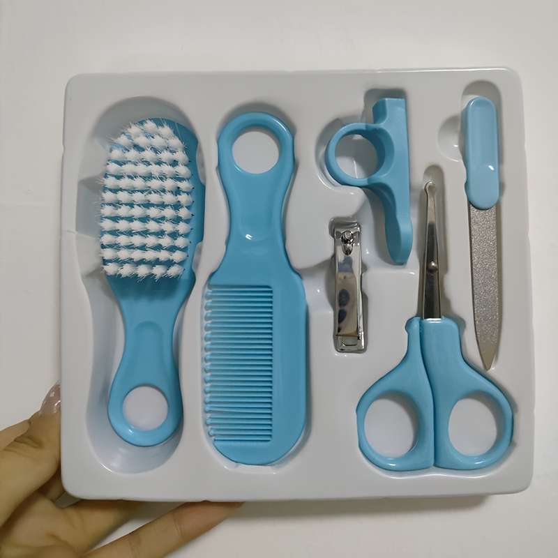 6pcs/set Comb Brush Nail Clipper Scissors Set Manicure Pedicure Tool Set