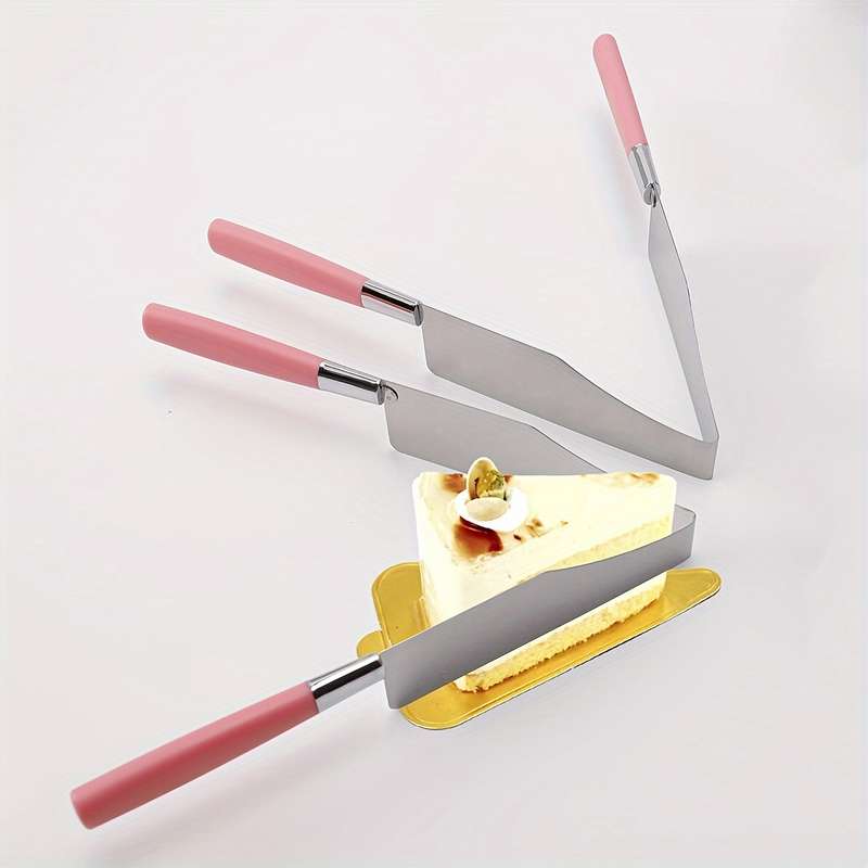 1pc Cake Knife Stainless Steel Cake Slicer Plastic Handle Cake Clip Pastry Dessert Slicer C