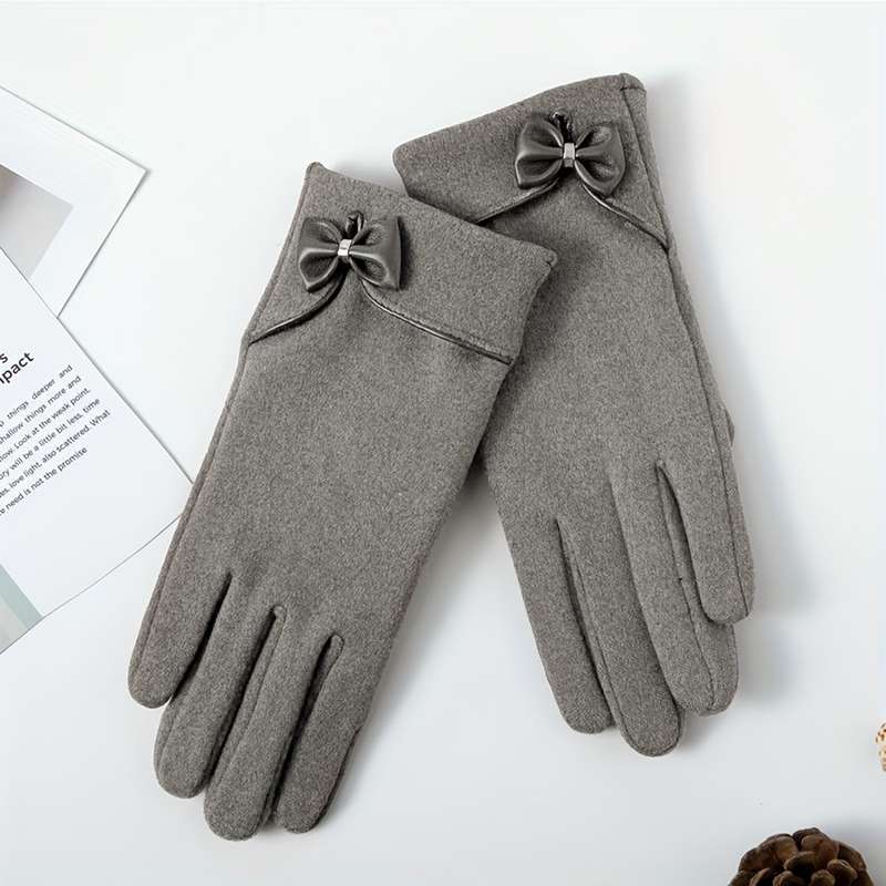 1 Pair Khaki Fleece Winter Warm Gloves