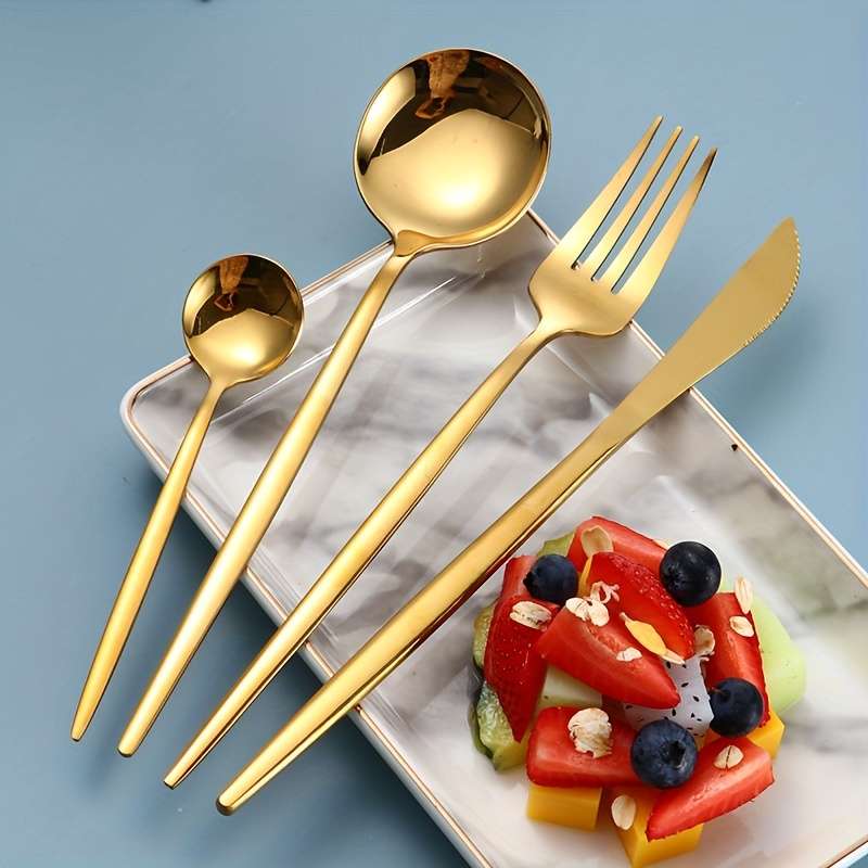 Set Of 16 Stainless Steel Portuguese Tableware Including 4 Sets Of Steak Knives Forks And Sp