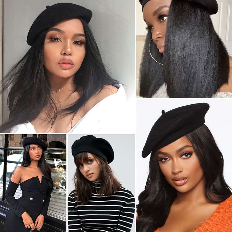 1Pc Black 45.72cm Fashion Design Wig