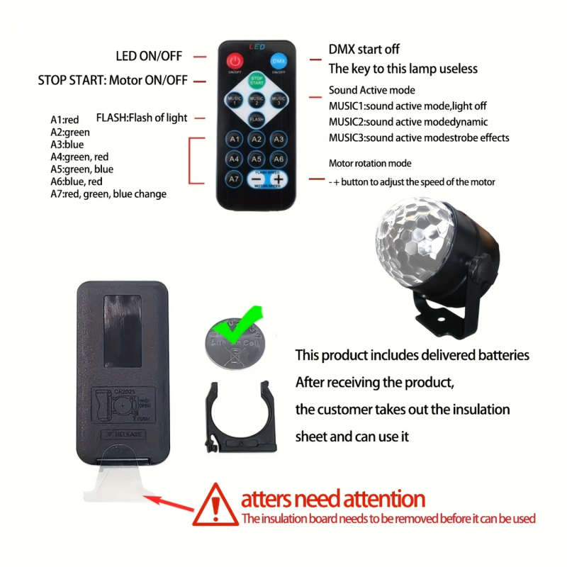 1pc Voice-Controlled RGB Disco Ball Light with Remote 7 Modes USB Powered Color-Changing LED for Hom