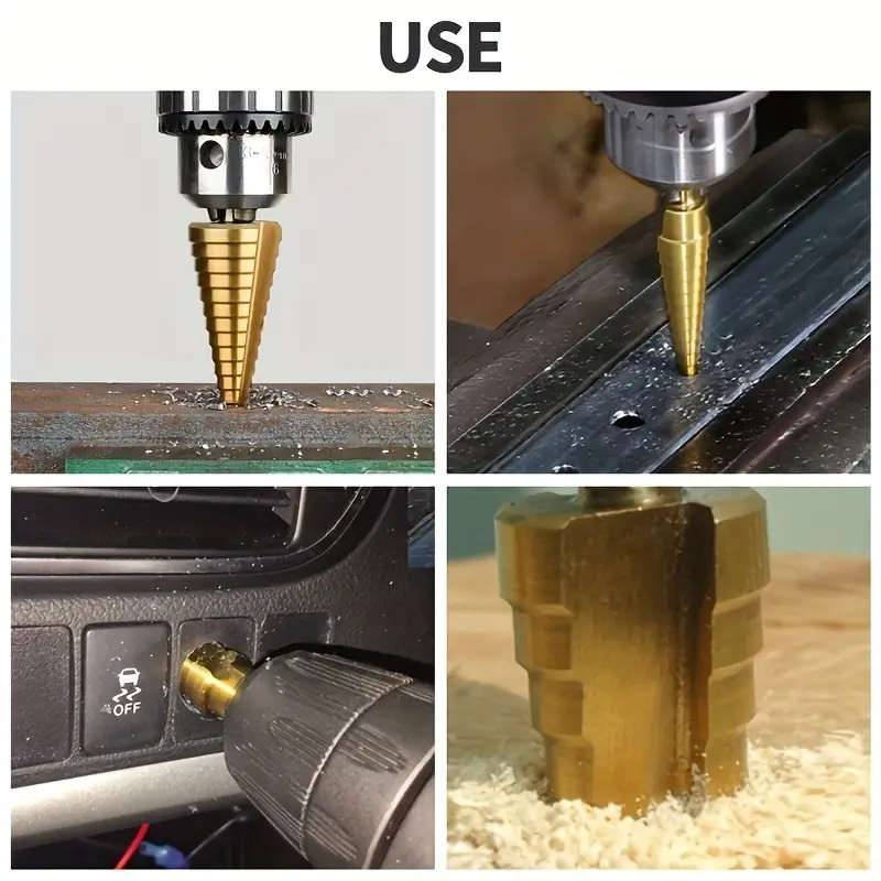 3pcs Titanium-Coated HSS Step Drill Bit Set Upgrade Your Drilling Power Perfect For Wood Metal