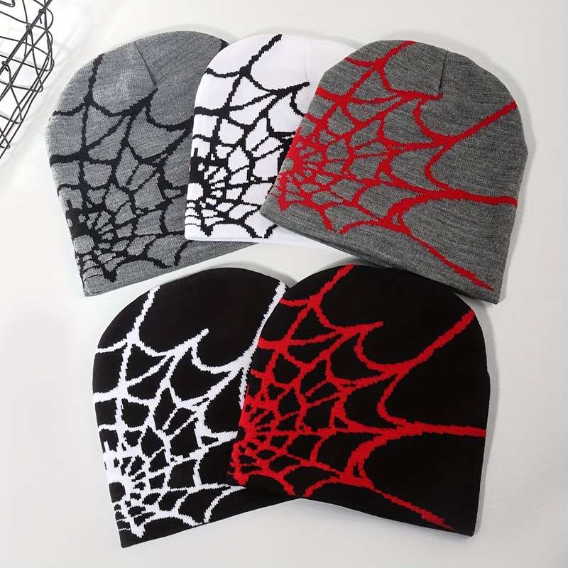 1pc Spider Web Knitted Beanie Hat Soft Lightweight Elastic and Warm Unisex Fashion Hat for Hal