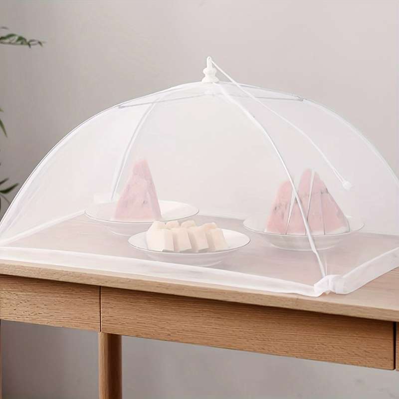 1pc of white rice cover foldable dining table food fly proof rice cover household dust cover