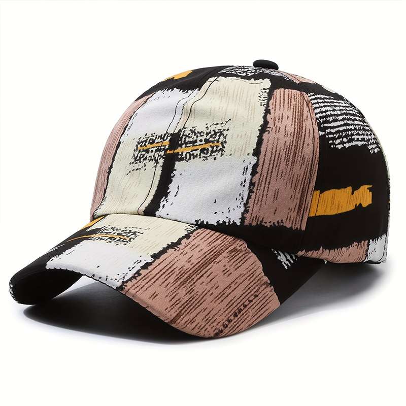 1pc Color Block Graffiti Baseball Cap Trendy Printed Unisex Sports Hat Lightweight Adjustable Dad H