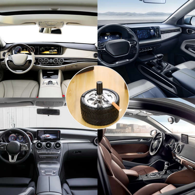1pc Outdoor Cigarette Ashtray With Swivel Lid Tire Style Ashtray Windproof Swivel Smokeless Ashtray