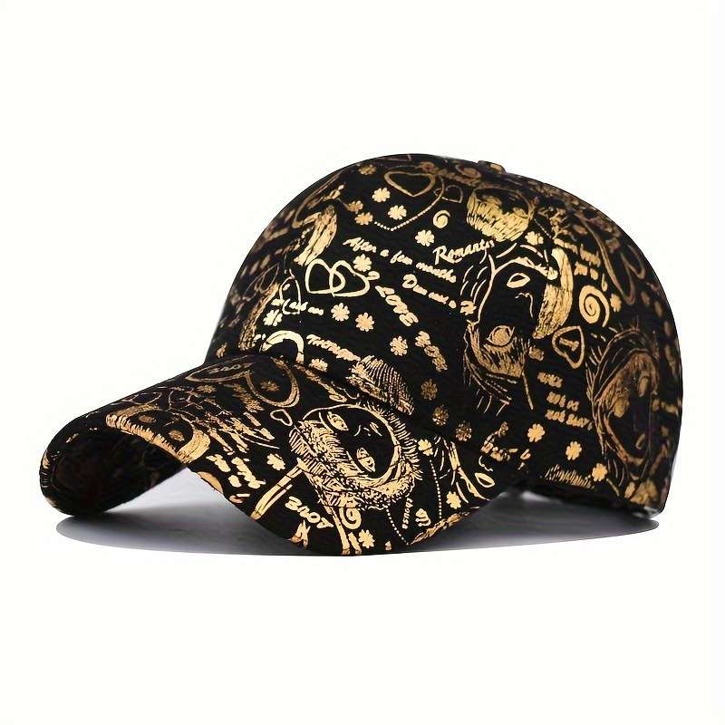 1pc New Graffiti Baseball Caps Golden Stamping Outdoor Hip-hop Joker Cap Street Cool Baseball Hats