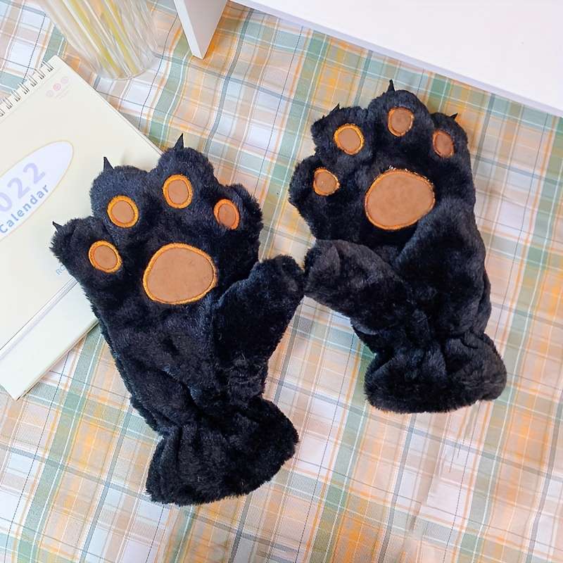 1 Pair Khaki Warm Gloves