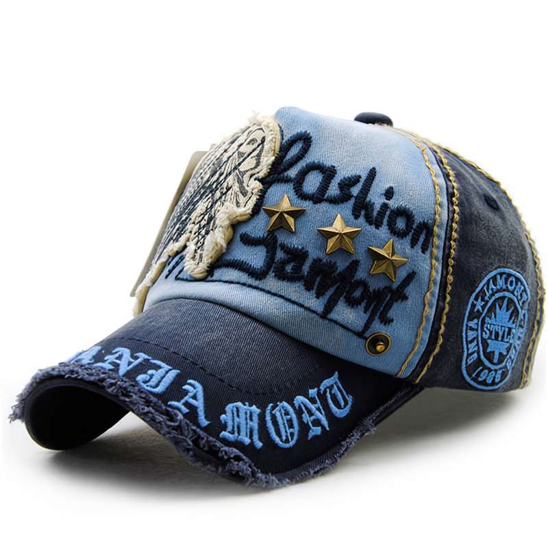 1pc XPeople Vintage Washed Denim Baseball Cap Adjustable Breathable Trucker Hat with Sun Protect