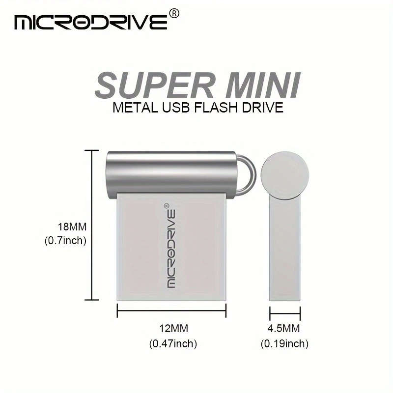 1pc Metal Mini USB 2.0 Flash Drives 64GB Perfect For Matching With Hanging Cords Keyrings